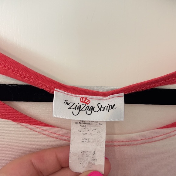 The Zig Zag Stripe pink & white striped tunic/top - Picture 3 of 11